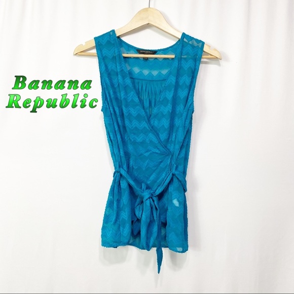 Banana Republic Tops - Banana Republic-Teal Textured Wrap Tank Top XS